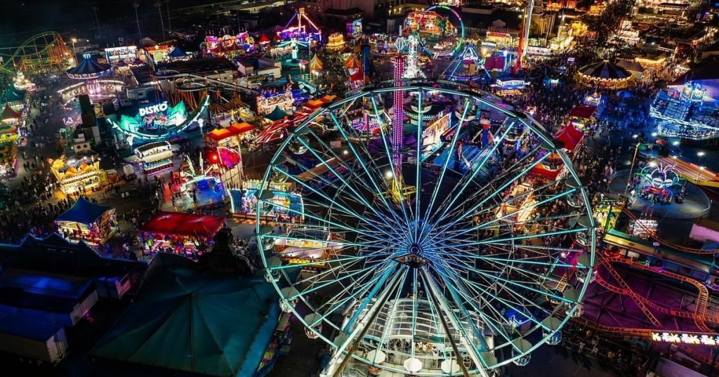 Amusement rides light, amusement park, fairground lighting