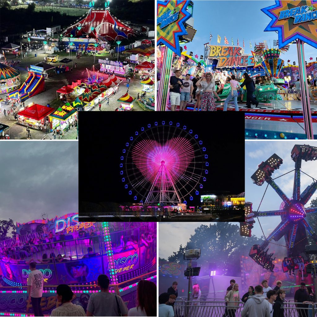 Amusement rides light, amusement park, fairground lighting